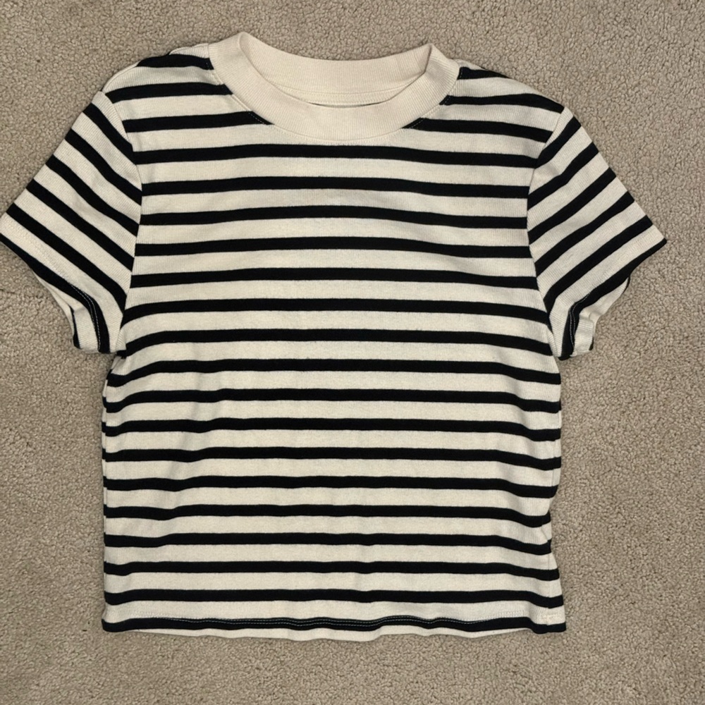A New Day Black & White Striped Crewneck